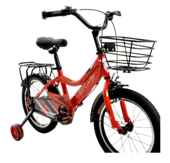 صورة دراجة أطفال رياضية رالي بسلة أمامية بلون موحد مقاس 12,14,16